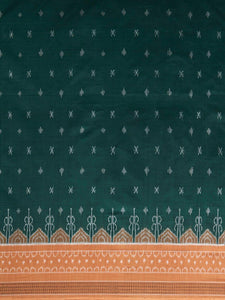 CraftsCollection.in - Green and Peach Cotton Sambalpuri Saree