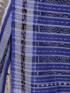 Offwhite and Blue Sambalpuri Ikat Cotton Saree - Crafts Collection