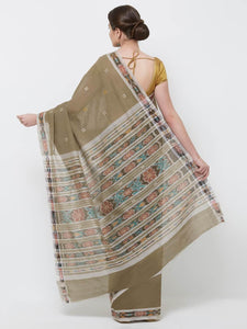 CraftsCollection.in -Grey Odisha Cotton Saree with matching Sambalpuri Blouse