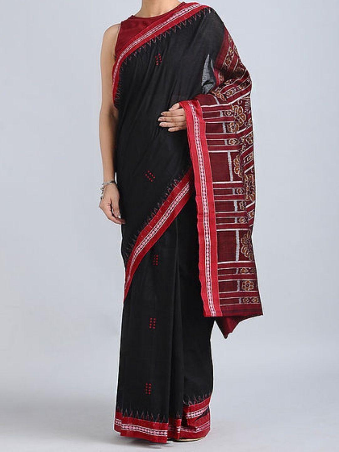 Black Ekphulia Sambalpuri Cotton Saree - Crafts Collection