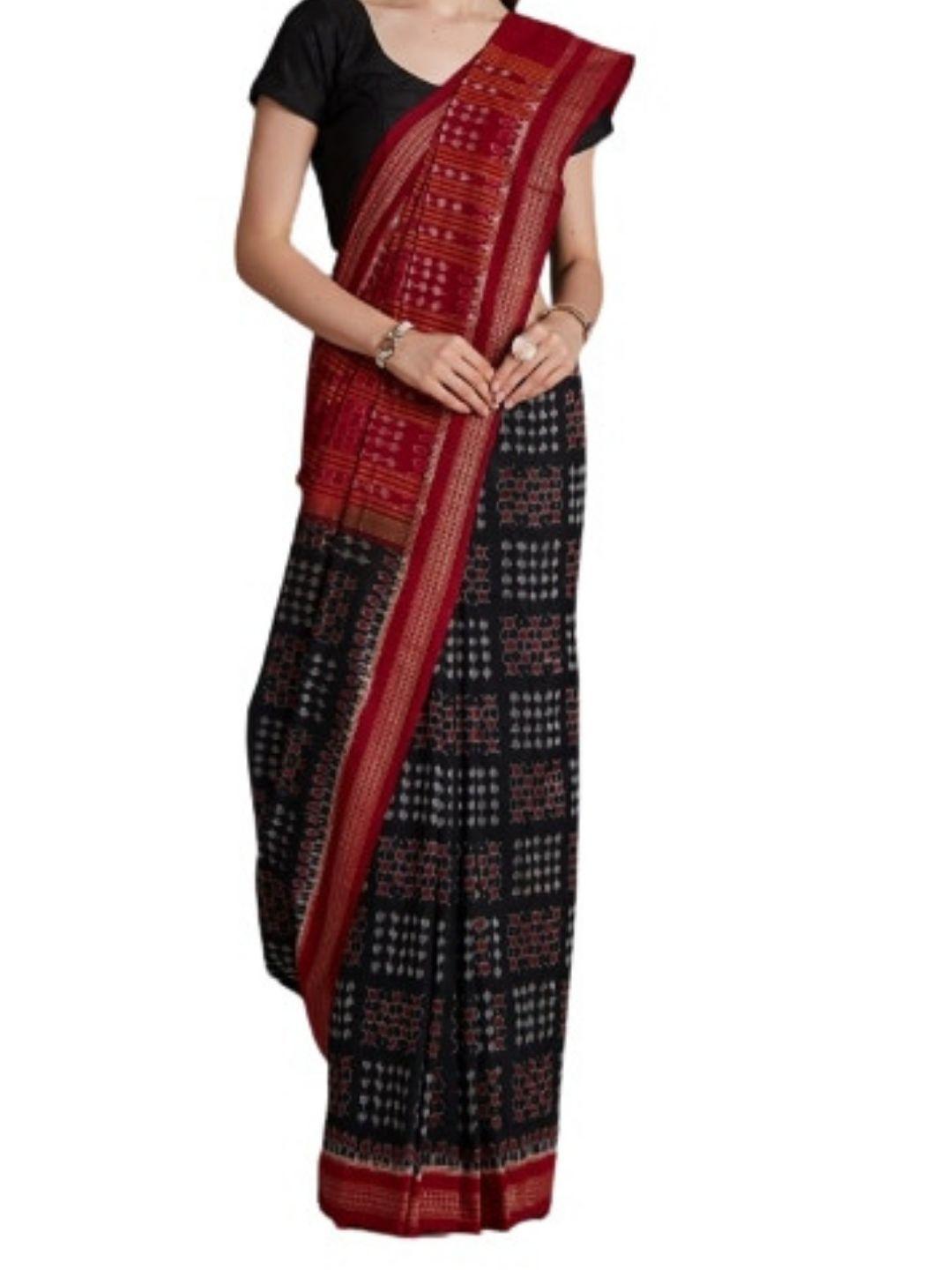 Black Sambalpuri Cotton Saree - Crafts Collection