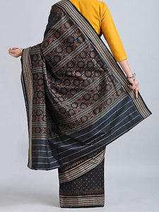 Black  Sambalpuri Bomkai Cotton Saree - Crafts Collection