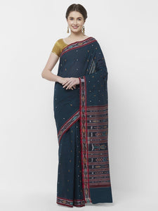 CraftsCollection.in -Blue Cotton Sambalpuri Saree