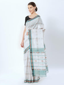 CraftsCollection.in - Off-White Badabag Odisha Cotton Saree