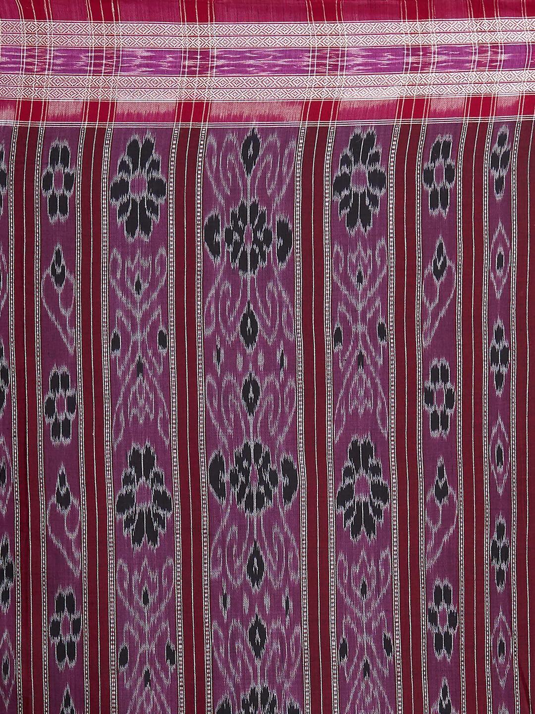 CraftsCollection.in - Black and Pink Sambalpuri Bandha Cotton Saree