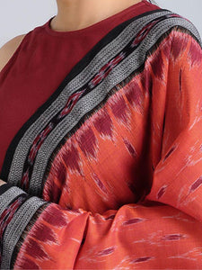 Orange Sambalpuri Ikat Cotton Saree - Crafts Collection
