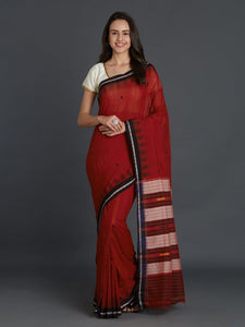 CraftsCollection.in - Red Sambalpuri Ekphulia Cotton Saree