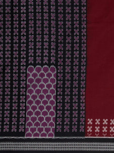CraftsCollection.in - Maroon Sambalpuri Double Ikat Cotton Saree