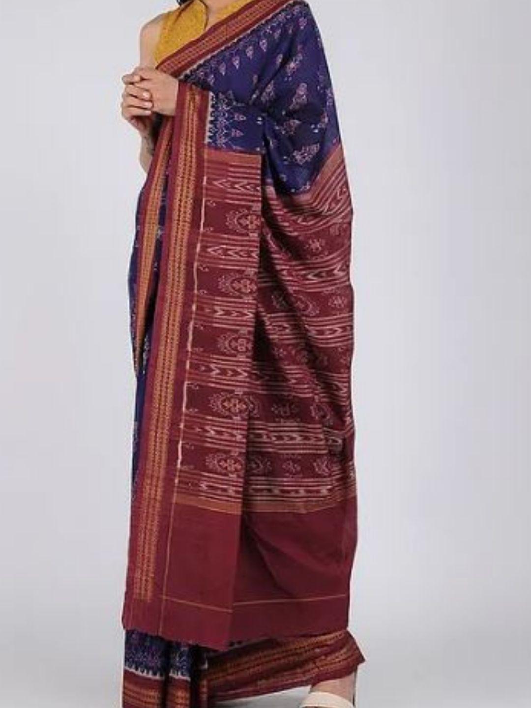 Blue Sambalpuri cotton saree - Crafts Collection
