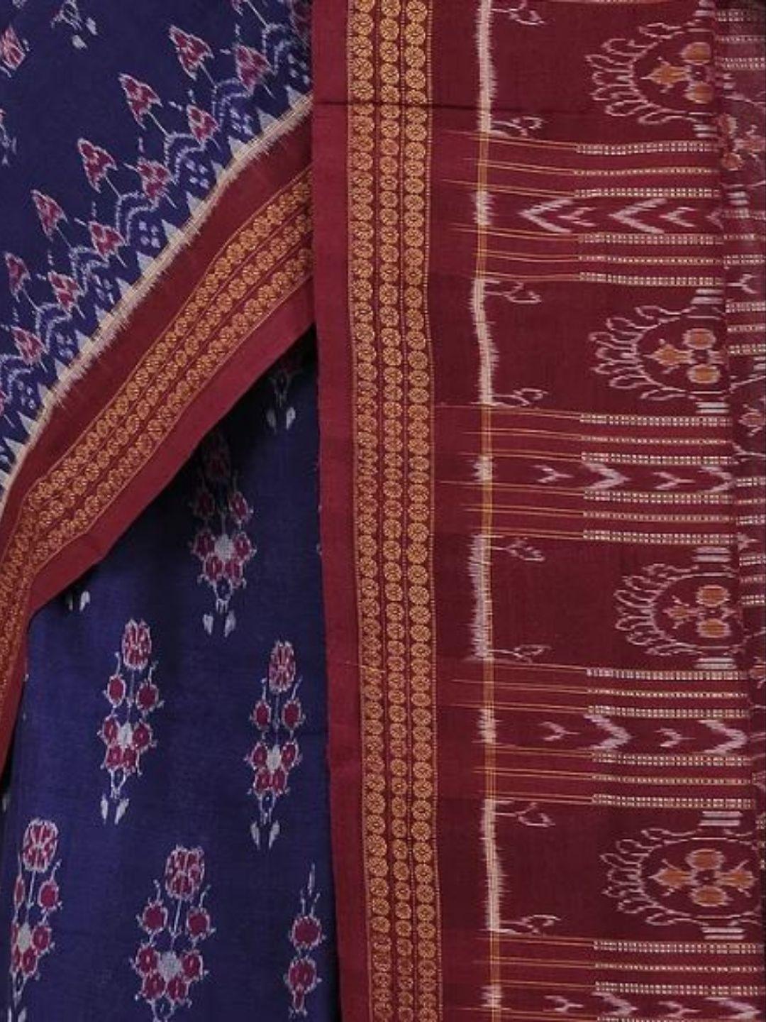 Blue Sambalpuri cotton saree - Crafts Collection