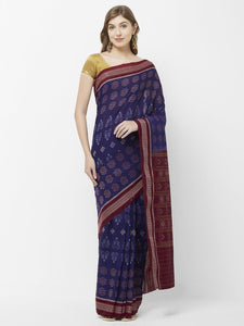 CraftsCollection.in -Blue Bomkai Cotton Saree