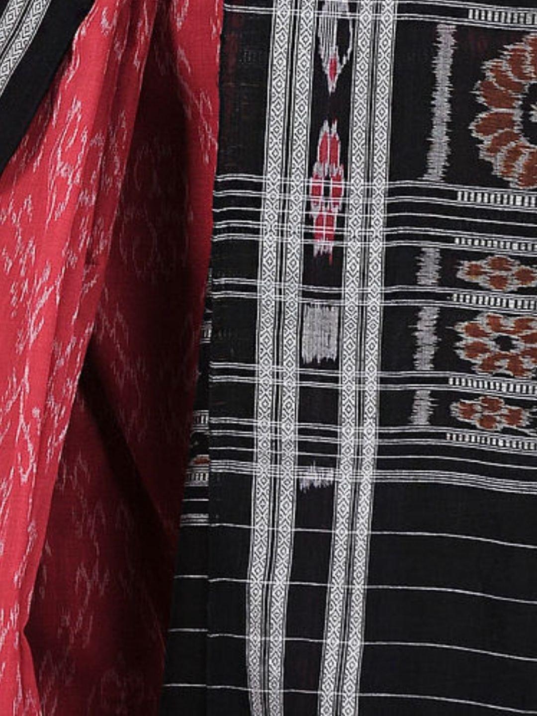 Red Sambalpuri Ikat Cotton Saree - Crafts Collection