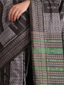 Grey Green Sambalpuri Cotton Saree - Crafts Collection