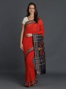 CraftsCollection.in - Red Sambalpuri Cotton Saree