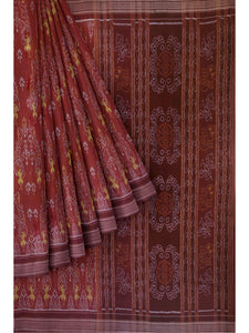 Rust and Maroon  Sambalpuri Bomkai Cotton Saree - Crafts Collection