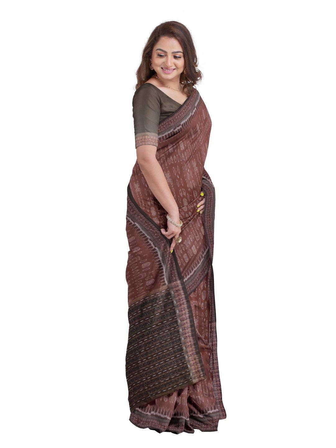 Brown Sambalpuri Cotton Saree - Crafts Collection