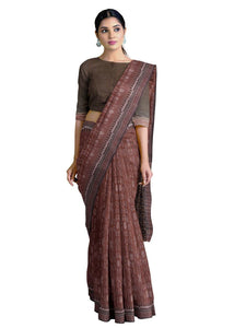 Brown Sambalpuri Cotton Saree - Crafts Collection