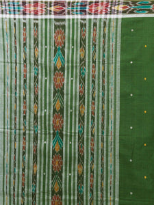 CraftsCollection.in -Green Cotton Sambalpuri Saree with matching Sambalpuri Blouse