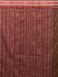 CraftsCollection.in -Brown and Red Sambalpuri Ikat Cotton Saree