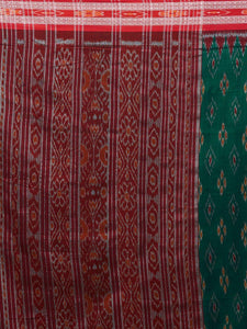 CraftsCollection.in -Green and Red  Sambalpuri Ikat Cotton Saree