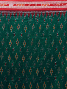 CraftsCollection.in -Green and Red  Sambalpuri Ikat Cotton Saree