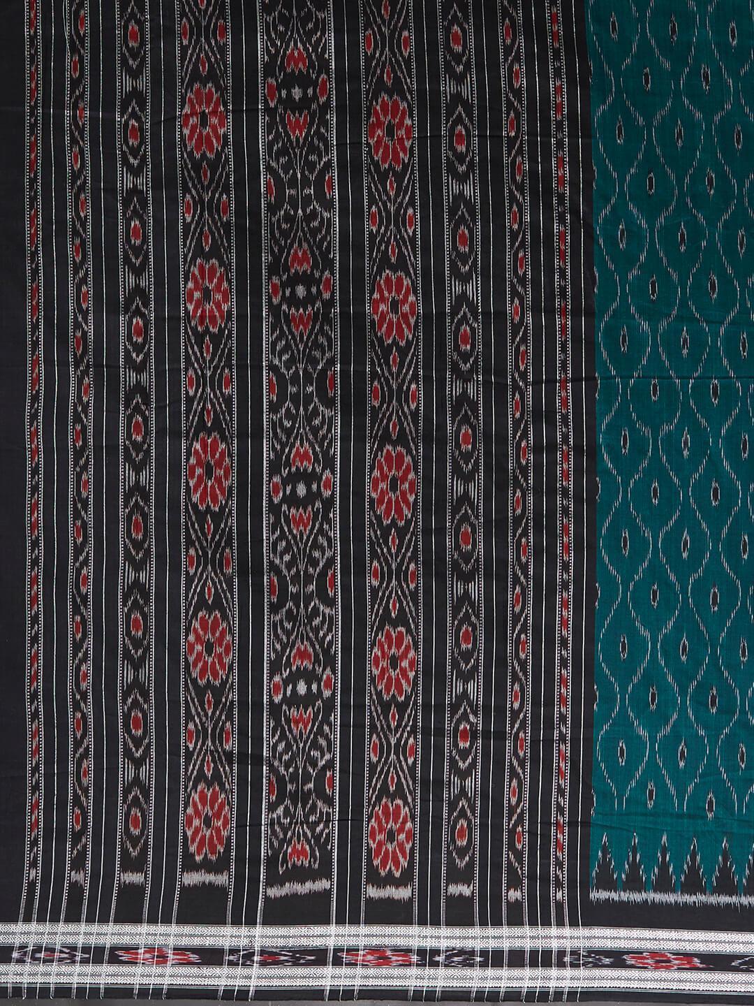 CraftsCollection.in - Blue and Black Sambalpuri Ikat Cotton Saree