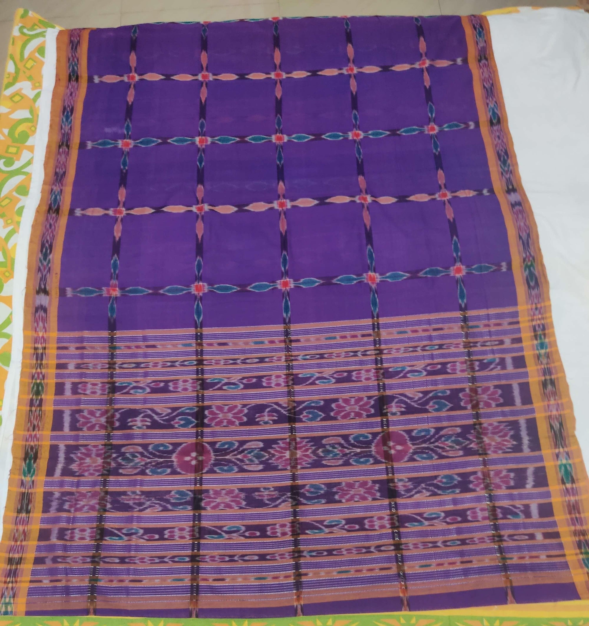 Purple Cotton Sambalpuri Saree with matching Sambalpuri Blouse - Crafts Collection