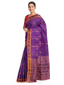 Purple Cotton Sambalpuri Saree with matching Sambalpuri Blouse - Crafts Collection