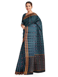 Grey Odisha Cotton Saree with matching Sambalpuri Blouse - Crafts Collection