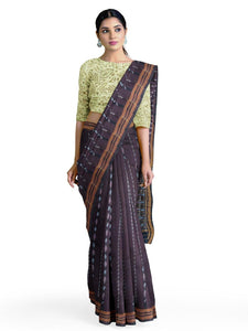 Brown Odisha Cotton Saree with matching Sambalpuri Blouse - Crafts Collection