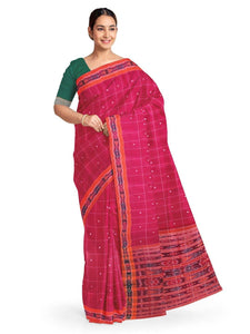 Red Odisha Cotton Saree with matching Sambalpuri Blouse - Crafts Collection