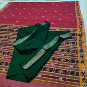 Maroon Odisha Cotton Saree with matching Sambalpuri Blouse - Crafts Collection