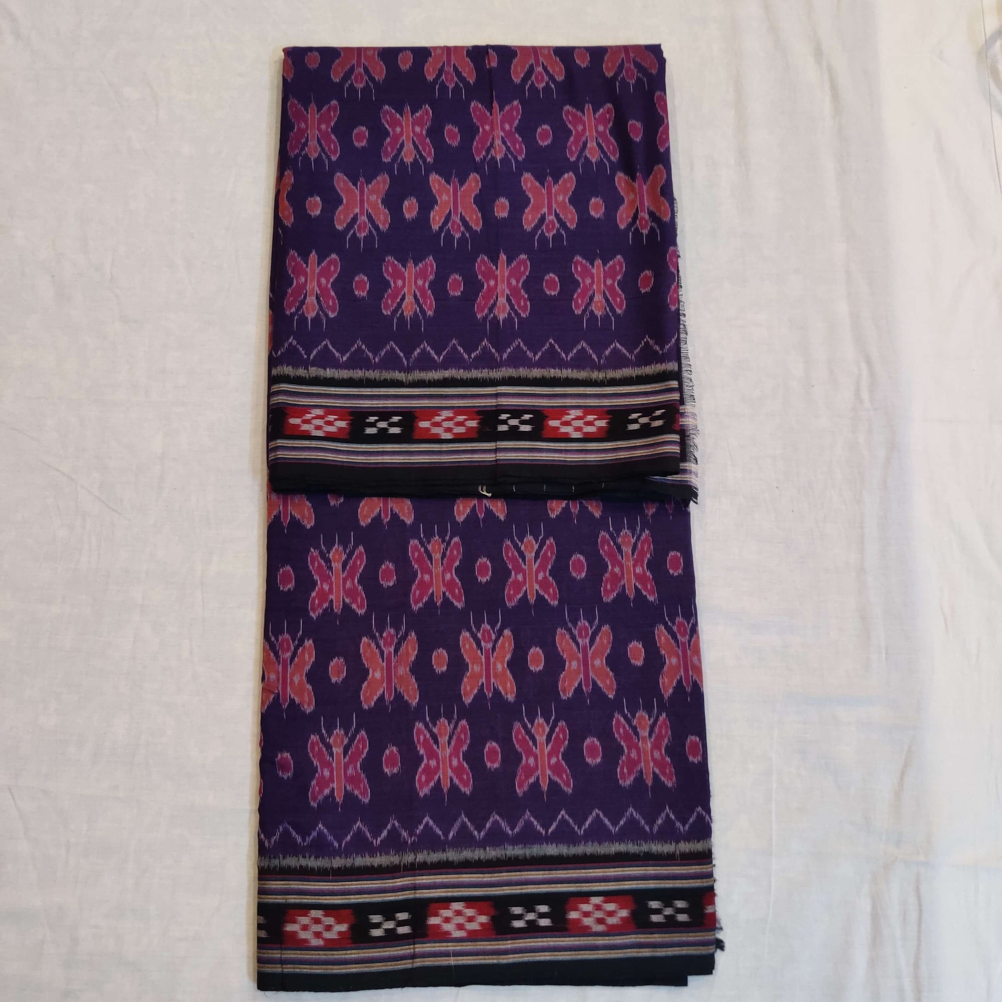 Purple Cotton Sambalpuri Ikat Saree with butterfly motifs