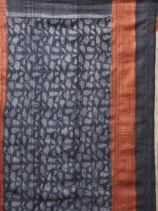 CraftsCollection.in -Beige Tussar Silk Saree with Handpainted Pattachitra motifs