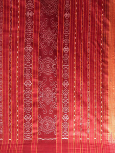 CraftsCollection.in - Rust Maroon Patli Tussar Silk Sambalpuri Saree