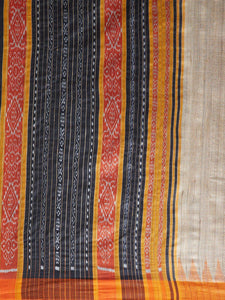 CraftsCollection.in -Beige Gangajamuna Tussar Silk Sambalpuri Saree