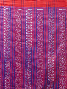 CraftsCollection.in - Beige Purple half half Tussar Silk Sambalpuri Saree 