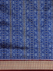 CraftsCollection.in - Blue Bomkai Silk Saree
