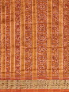 CraftsCollection.in - Grey and Orange Bomkai Silk Saree