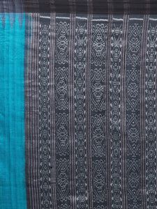 CraftsCollection.in -Blue and Black Tussar Ghicha Silk Sambalpuri Saree