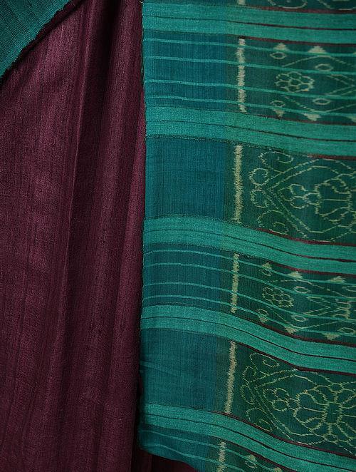 Maroon and Green Tussar Silk Sambalpuri Saree - Crafts Collection