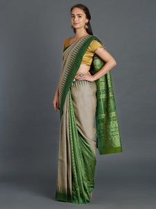 Grey Patli Tussar Silk Sambalpuri Saree - Crafts Collection