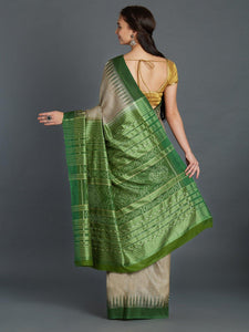Grey Patli Tussar Silk Sambalpuri Saree - Crafts Collection