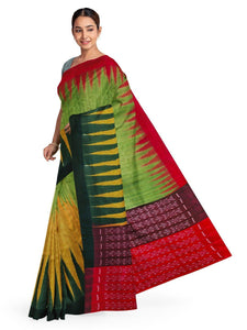 Green Yellow Tussar Silk Sambalpuri Saree - Crafts Collection