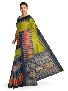 Green Black Tussar Silk Sambalpuri Saree - Crafts Collection