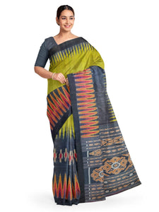 Green Black Tussar Silk Sambalpuri Saree - Crafts Collection