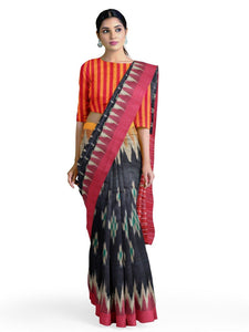 Black Gangajamuna Tussar Silk Sambalpuri Saree - Crafts Collection