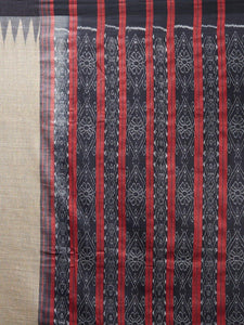 CraftsCollection.in -  Beige Gangajamuna Tussar Silk Sambalpuri Ikat Saree