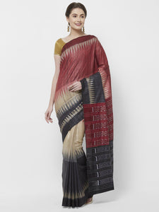 CraftsCollection.in -Multicolour Tussar Silk Saree with Sambalpuri Palla