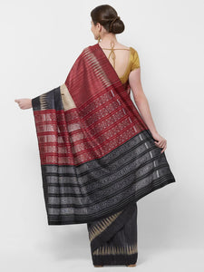 CraftsCollection.in -Multicolour Tussar Silk Saree with Sambalpuri Palla